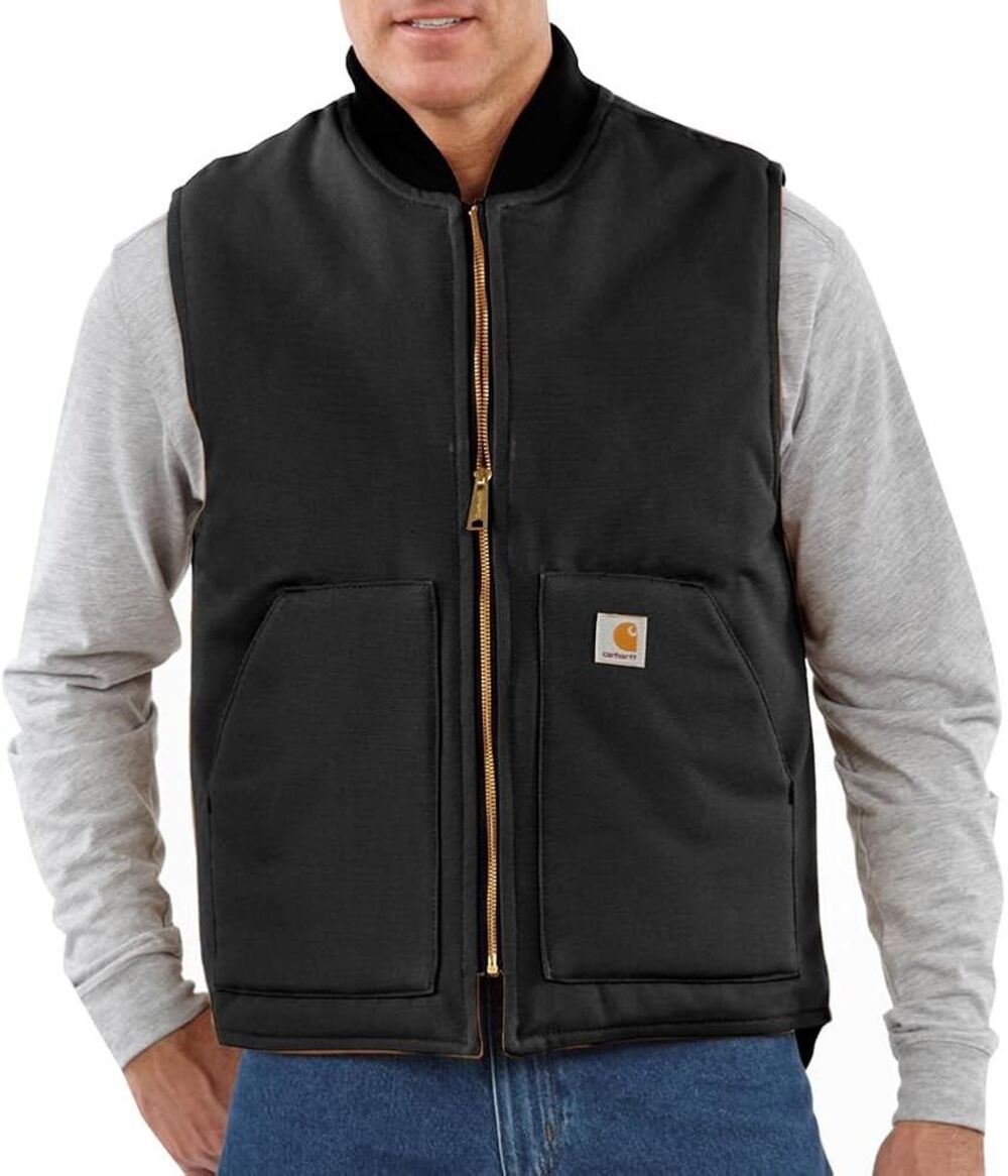 Carhartt Firm Duck Insulated Rib Collar Canvas Work Vest Black Mens 2XL NEW